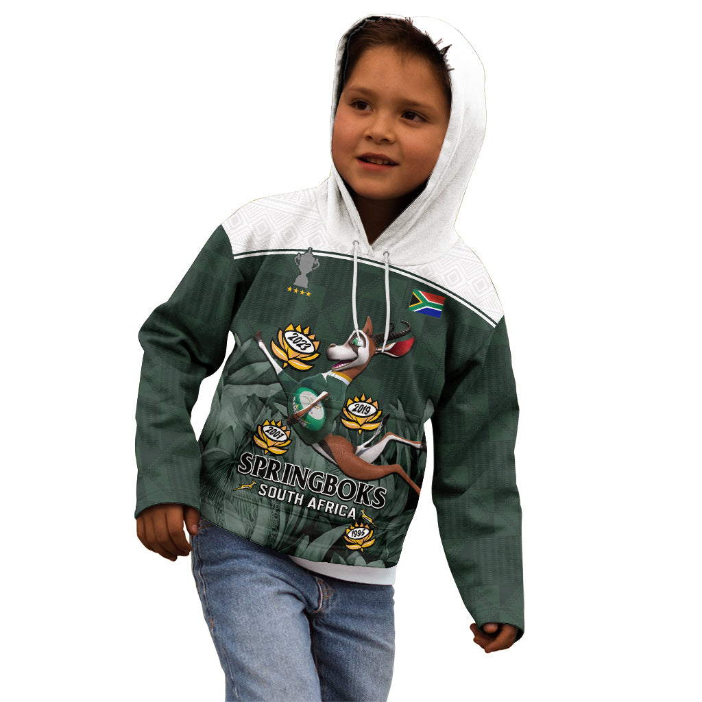 Custom South Africa Rugby Kid Hoodie Springboks 4th Champions World Cup Proud Bokke - Wonder Print Shop