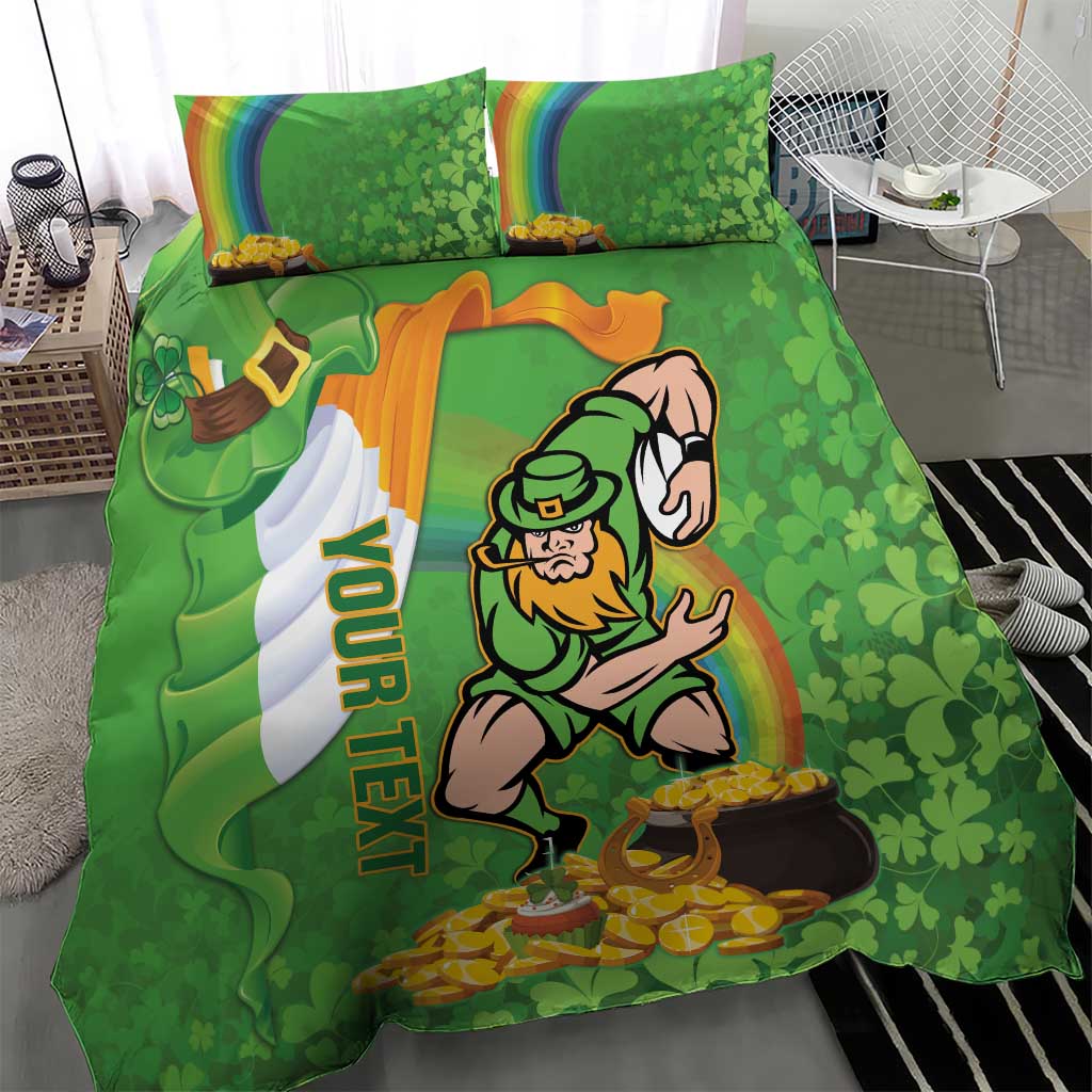 Personalised Ireland Rugby 2025 Bedding Set Irish Leprechaun Saint Patrick's Day