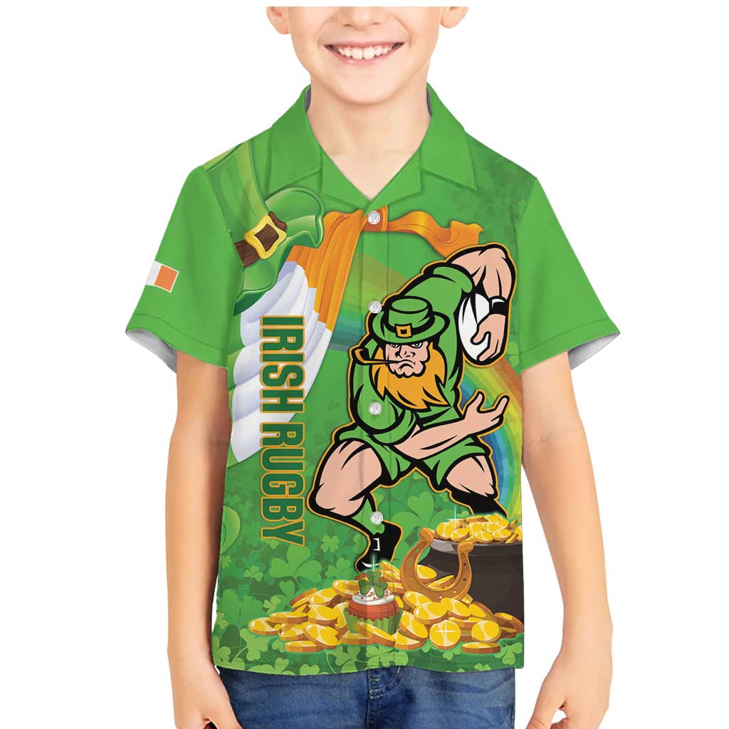 Personalised Ireland Rugby 2025 Family Matching Mermaid Dress and Hawaiian Shirt Irish Leprechaun Saint Patrick's Day