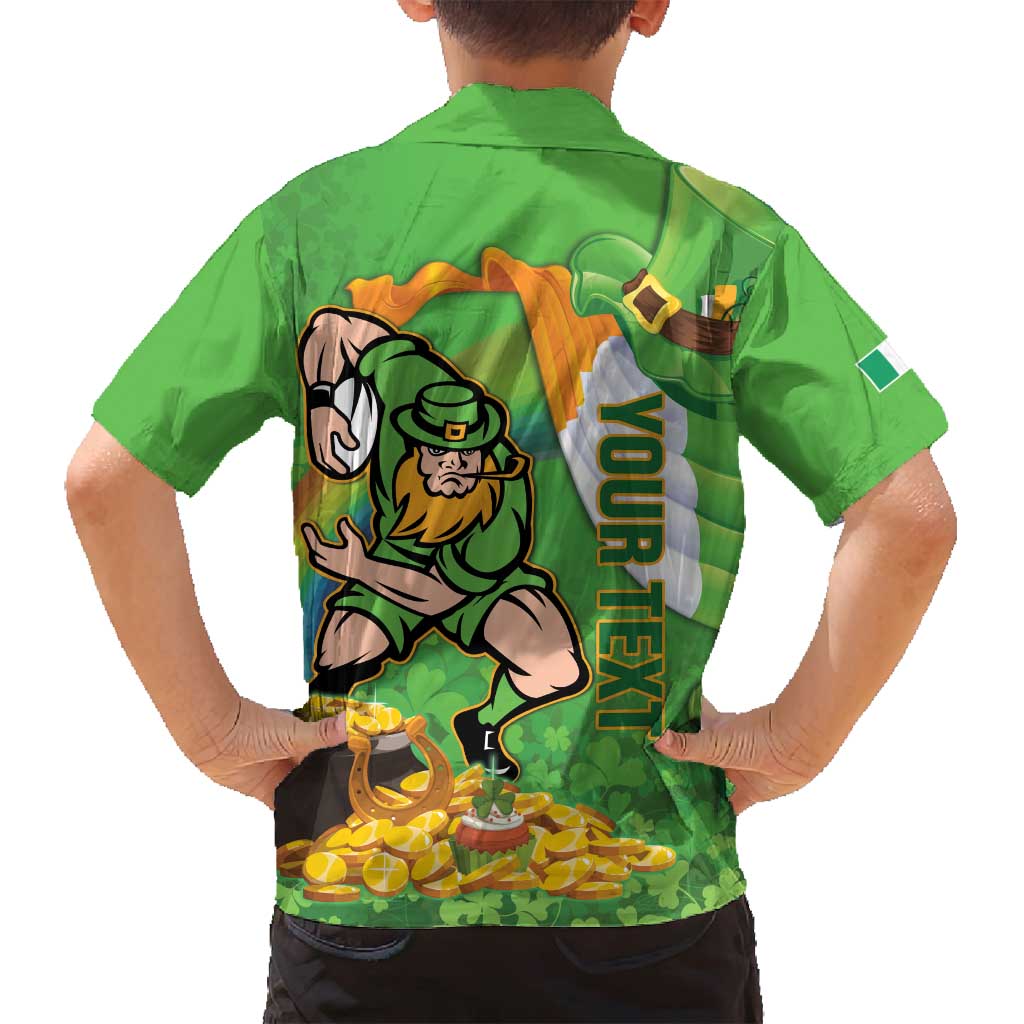 Personalised Ireland Rugby 2025 Family Matching Puletasi and Hawaiian Shirt Irish Leprechaun Saint Patrick's Day