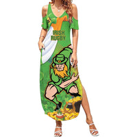 Personalised Ireland Rugby 2025 Family Matching Summer Maxi Dress and Hawaiian Shirt Irish Leprechaun Saint Patrick's Day - Wonder Print Shop