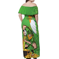 Personalised Ireland Rugby 2025 Off Shoulder Maxi Dress Irish Leprechaun Saint Patrick's Day - Wonder Print Shop