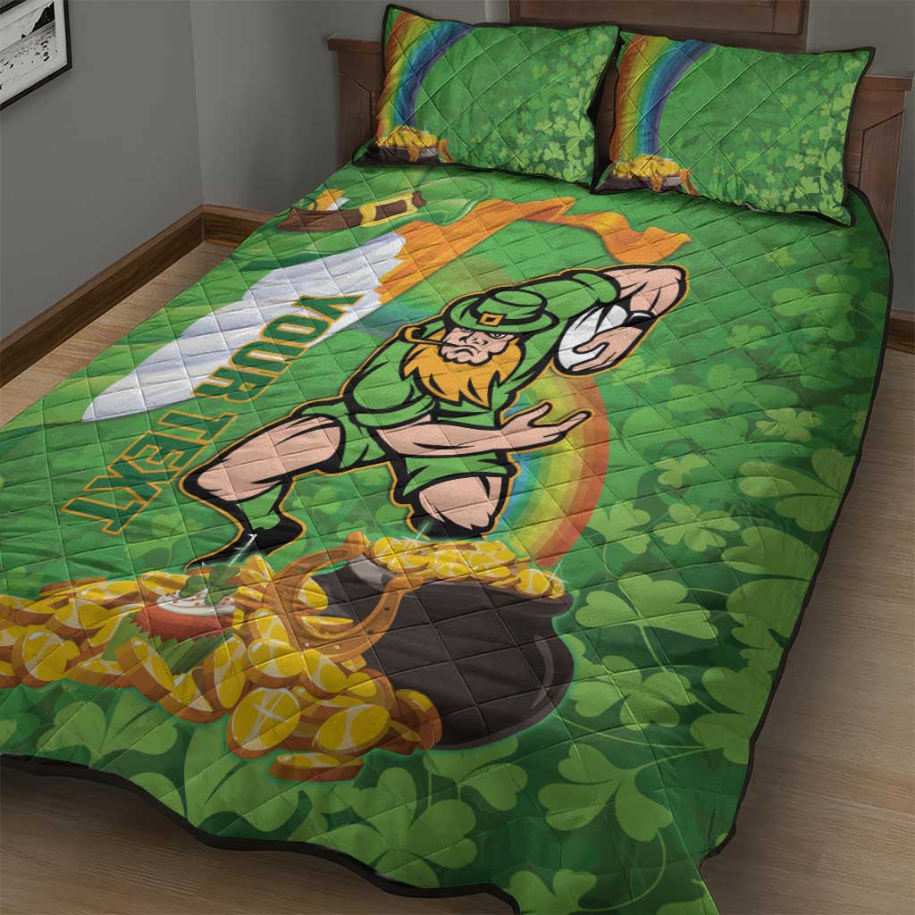 Personalised Ireland Rugby 2025 Quilt Bed Set Irish Leprechaun Saint Patrick's Day - Wonder Print Shop