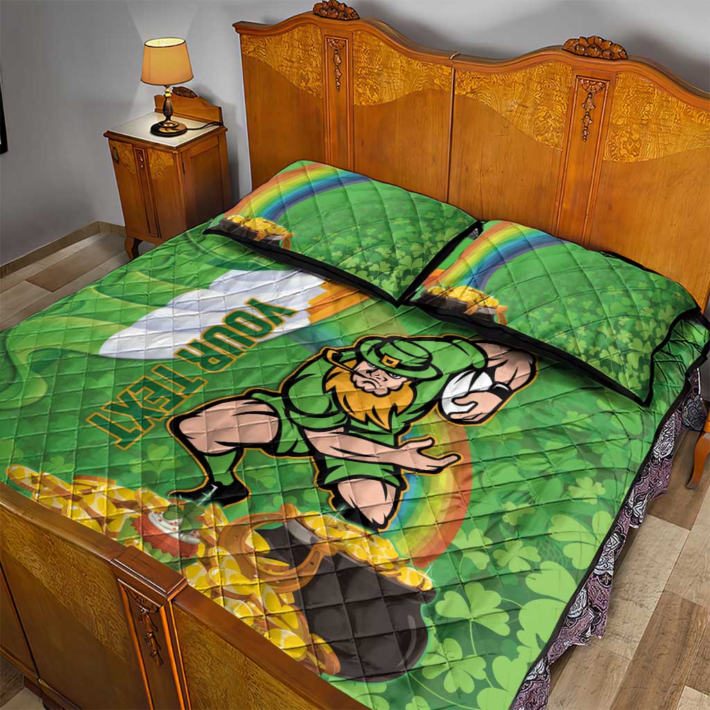 Personalised Ireland Rugby 2025 Quilt Bed Set Irish Leprechaun Saint Patrick's Day - Wonder Print Shop