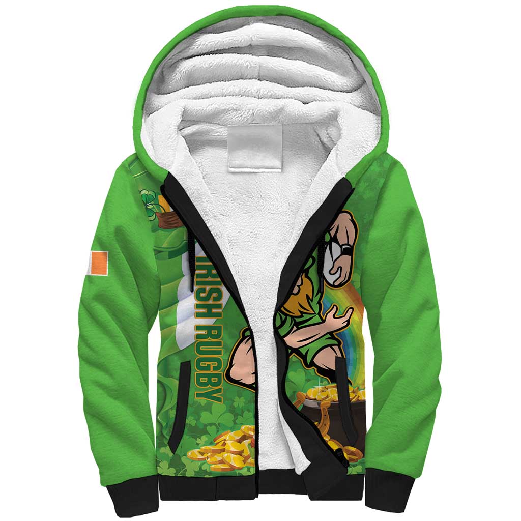 Personalised Ireland Rugby 2025 Sherpa Hoodie Irish Leprechaun Saint Patrick's Day - Wonder Print Shop