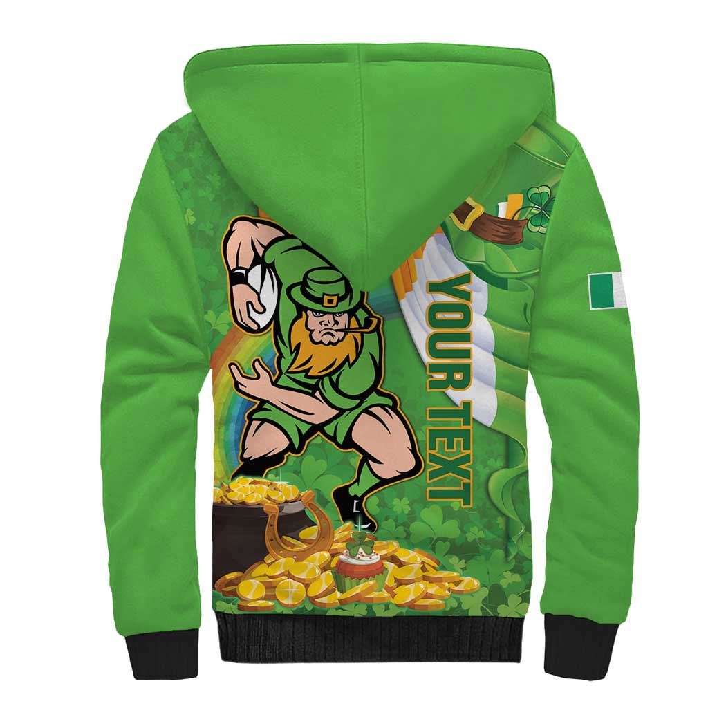 Personalised Ireland Rugby 2025 Sherpa Hoodie Irish Leprechaun Saint Patrick's Day - Wonder Print Shop