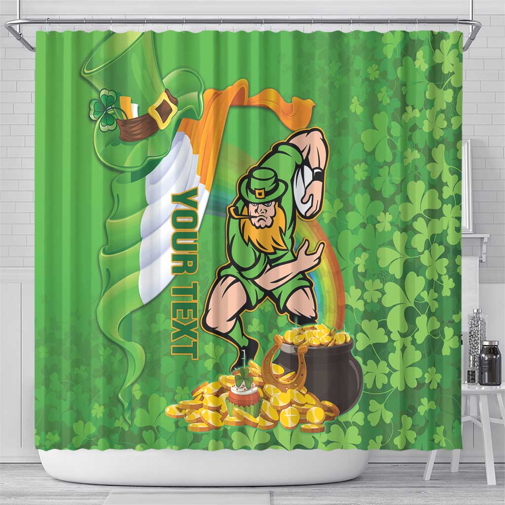 Personalised Ireland Rugby 2025 Shower Curtain Irish Leprechaun Saint Patrick's Day - Wonder Print Shop