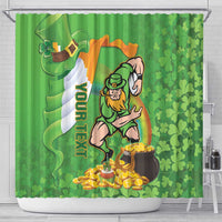 Personalised Ireland Rugby 2025 Shower Curtain Irish Leprechaun Saint Patrick's Day - Wonder Print Shop