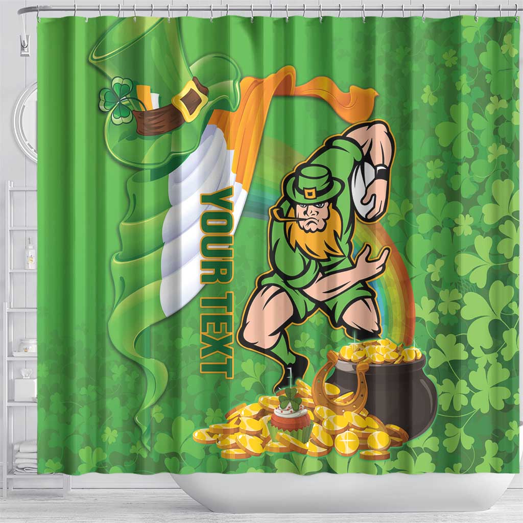 Personalised Ireland Rugby 2025 Shower Curtain Irish Leprechaun Saint Patrick's Day - Wonder Print Shop