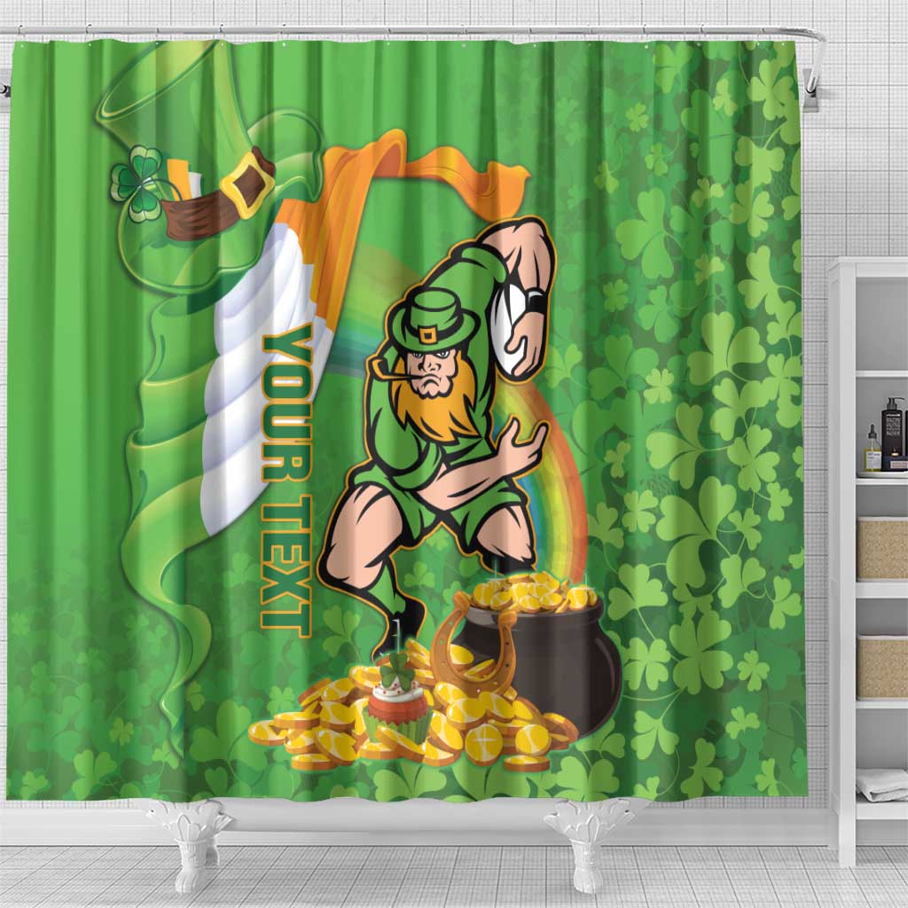 Personalised Ireland Rugby 2025 Shower Curtain Irish Leprechaun Saint Patrick's Day - Wonder Print Shop