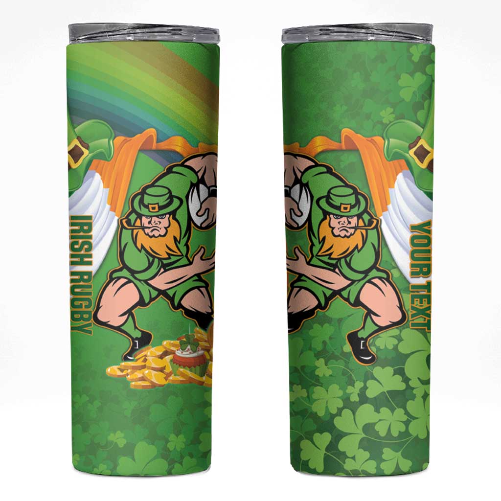 Personalised Ireland Rugby 2025 Skinny Tumbler Irish Leprechaun Saint Patrick's Day - Wonder Print Shop