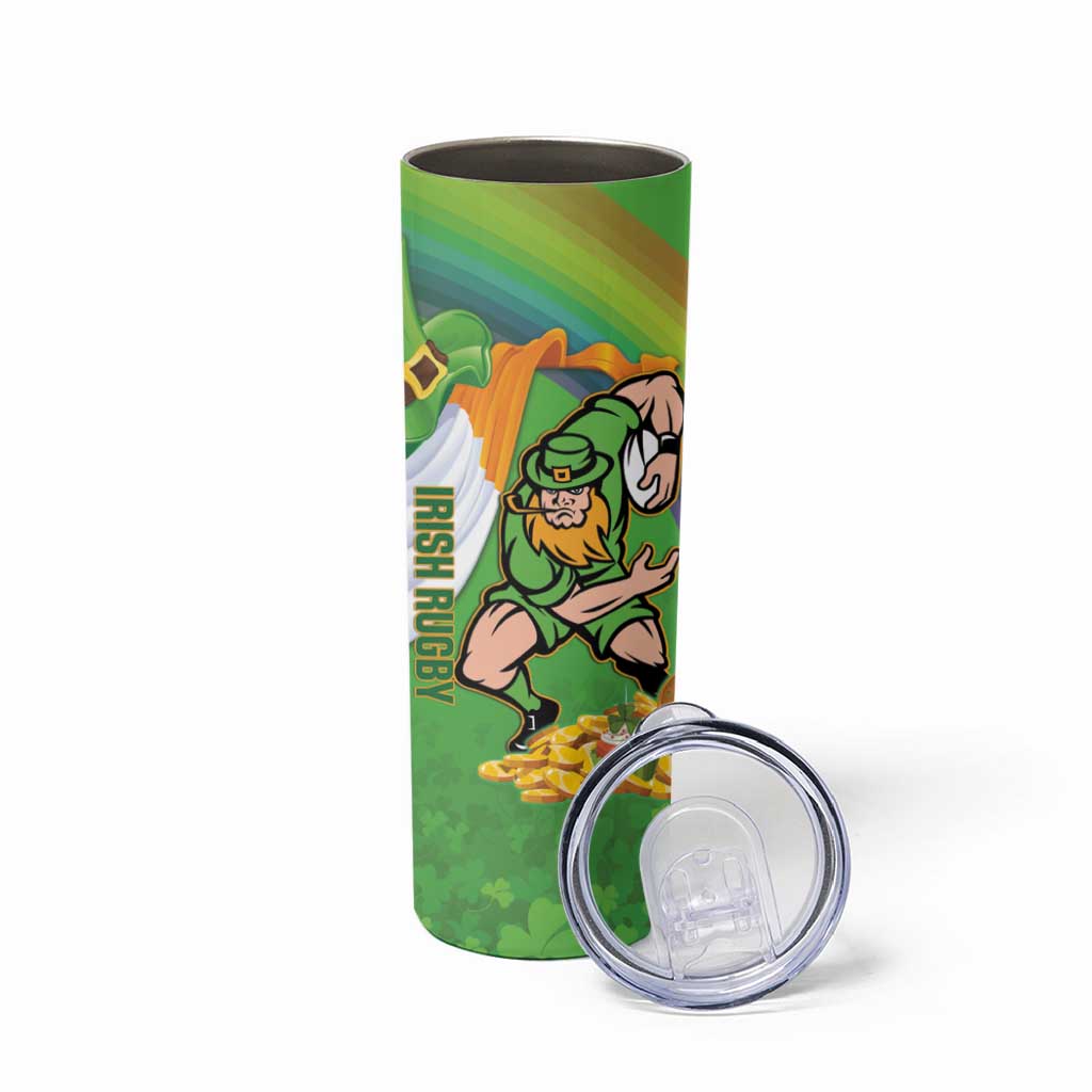 Personalised Ireland Rugby 2025 Skinny Tumbler Irish Leprechaun Saint Patrick's Day - Wonder Print Shop