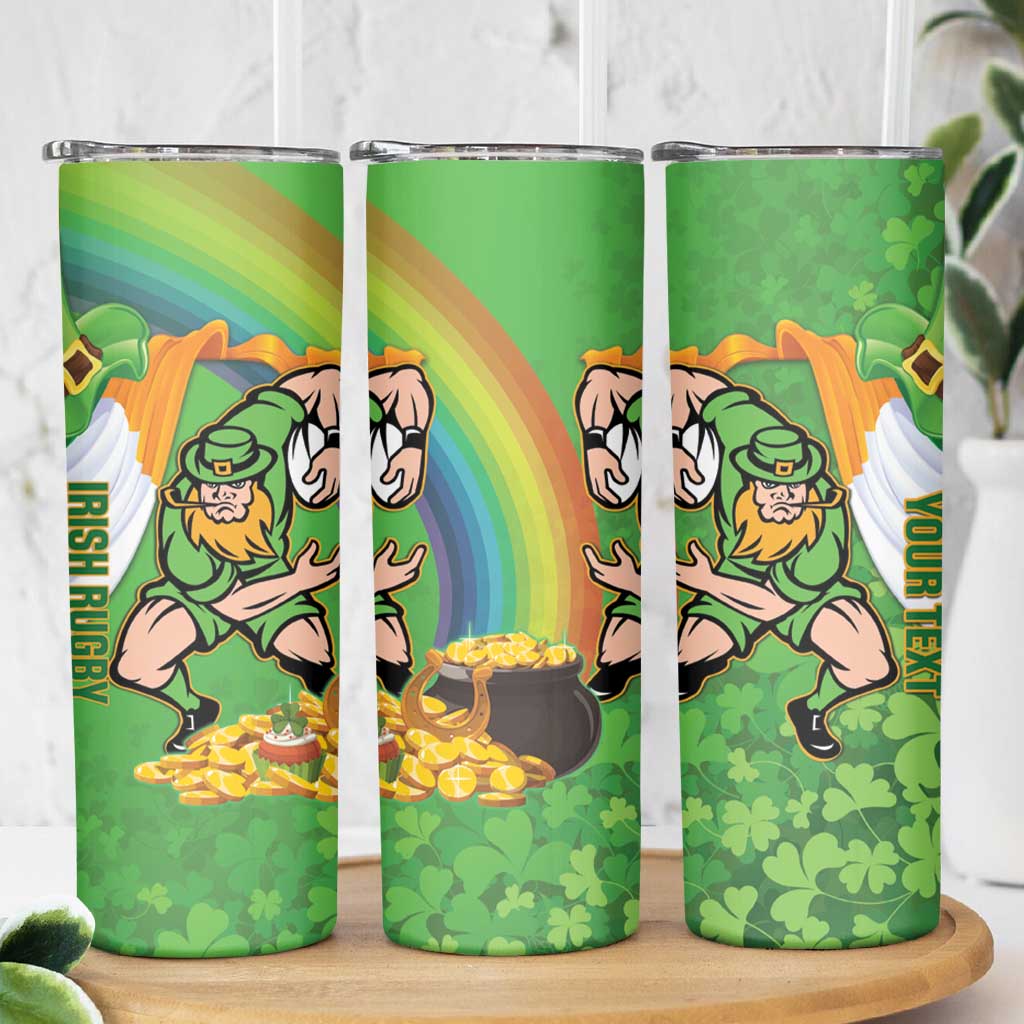 Personalised Ireland Rugby 2025 Skinny Tumbler Irish Leprechaun Saint Patrick's Day - Wonder Print Shop