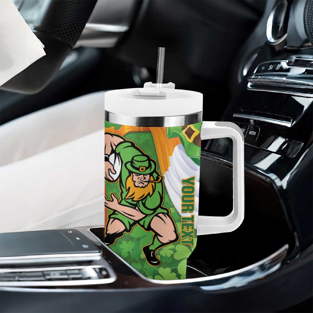 Personalised Ireland Rugby 2025 Tumbler With Handle Irish Leprechaun Saint Patrick's Day - Wonder Print Shop