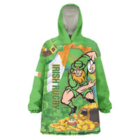 Personalised Ireland Rugby 2025 Wearable Blanket Hoodie Irish Leprechaun Saint Patrick's Day - Wonder Print Shop