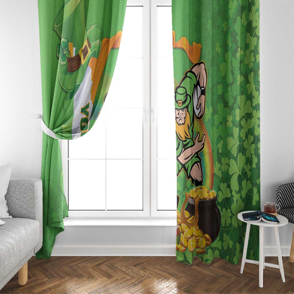 Personalised Ireland Rugby 2025 Window Curtain Irish Leprechaun Saint Patrick's Day - Wonder Print Shop