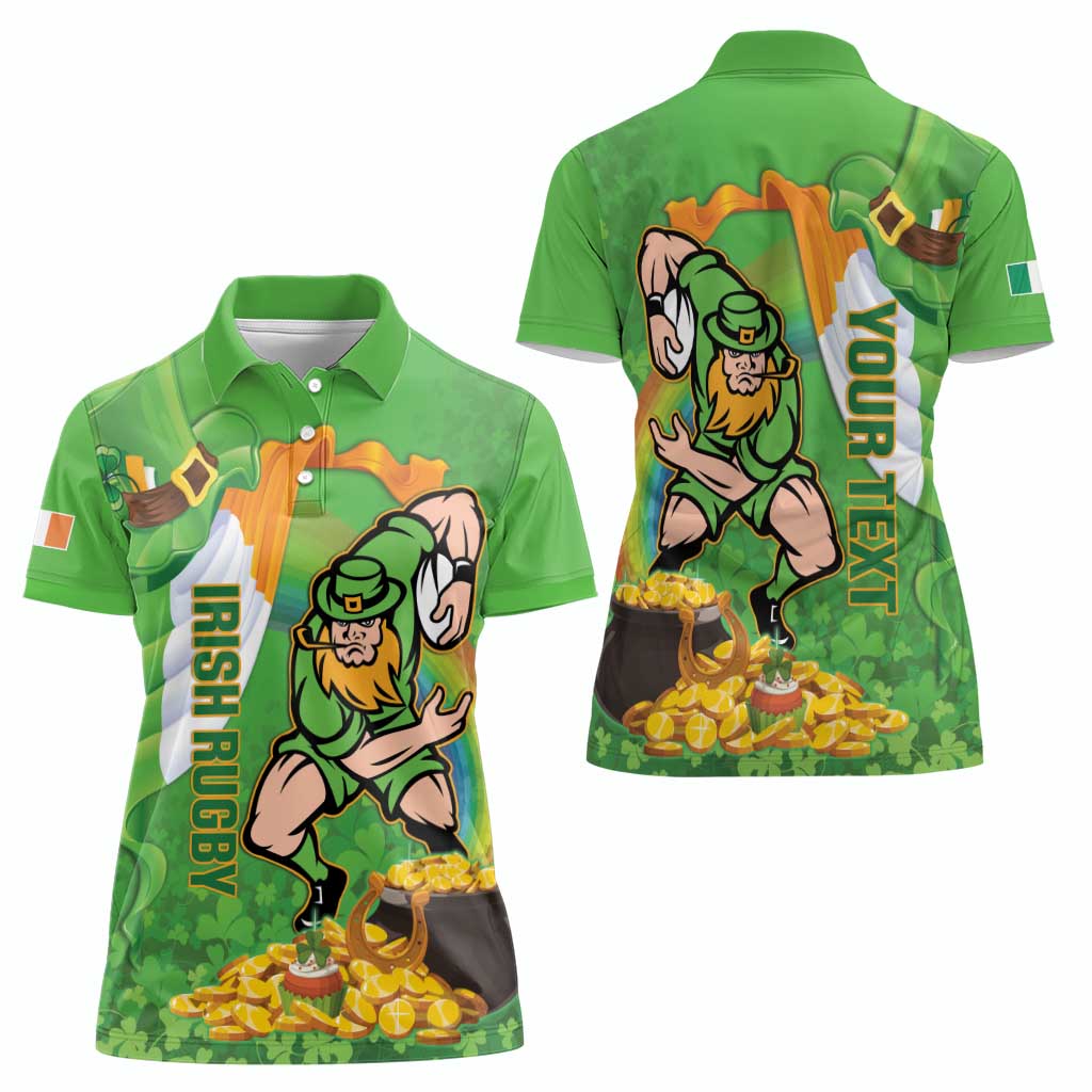Personalised Ireland Rugby 2025 Women Polo Shirt Irish Leprechaun Saint Patrick's Day - Wonder Print Shop