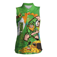 Personalised Ireland Rugby 2025 Women Sleeveless Polo Shirt Irish Leprechaun Saint Patrick's Day - Wonder Print Shop