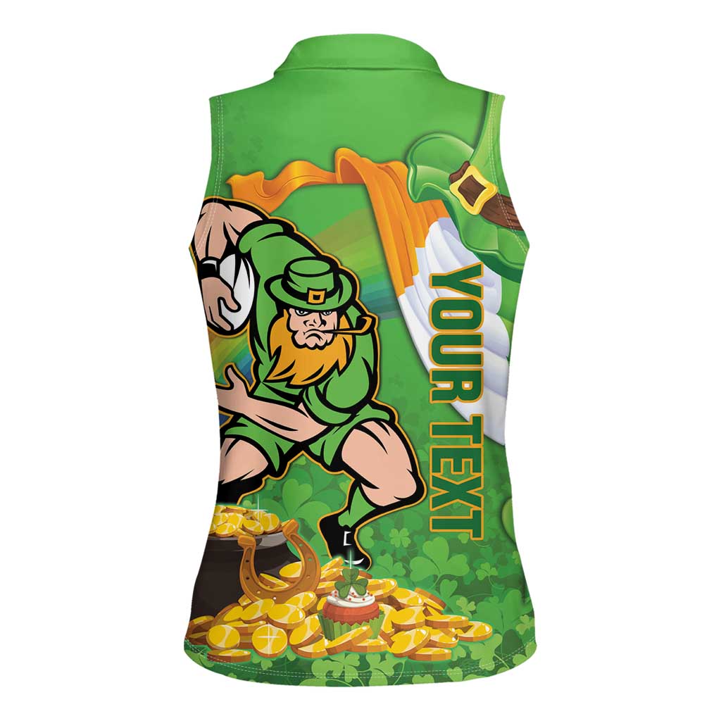 Personalised Ireland Rugby 2025 Women Sleeveless Polo Shirt Irish Leprechaun Saint Patrick's Day - Wonder Print Shop