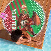 Custom Wales Rugby 2025 Beach Blanket Go Welsh Dragon Sporty Style