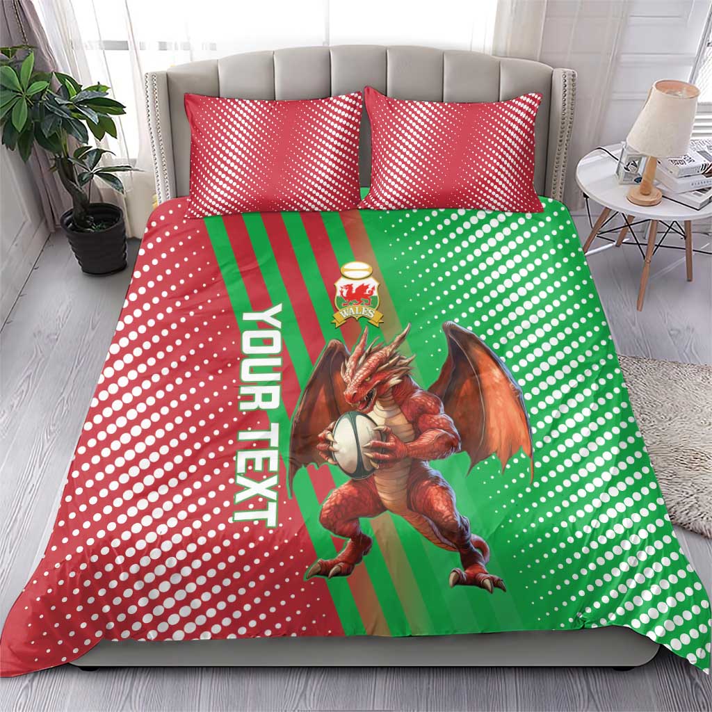 Custom Wales Rugby 2025 Bedding Set Go Welsh Dragon Sporty Style