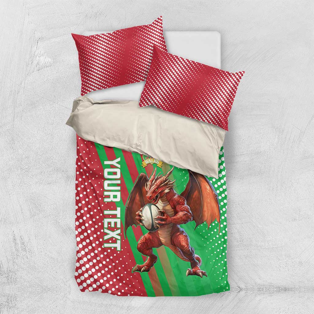 Custom Wales Rugby 2025 Bedding Set Go Welsh Dragon Sporty Style