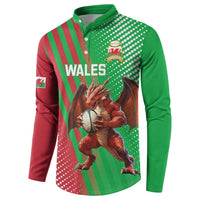 Custom Wales Rugby 2025 Button Sweatshirt Go Welsh Dragon Sporty Style