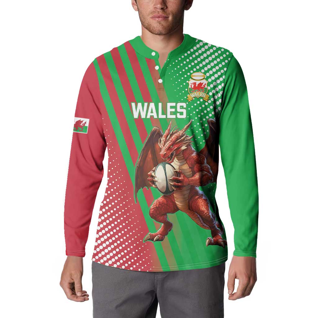 Custom Wales Rugby 2025 Button Sweatshirt Go Welsh Dragon Sporty Style