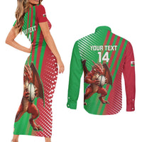Custom Wales Rugby 2025 Couples Matching Short Sleeve Bodycon Dress and Long Sleeve Button Shirt Go Welsh Dragon Sporty Style