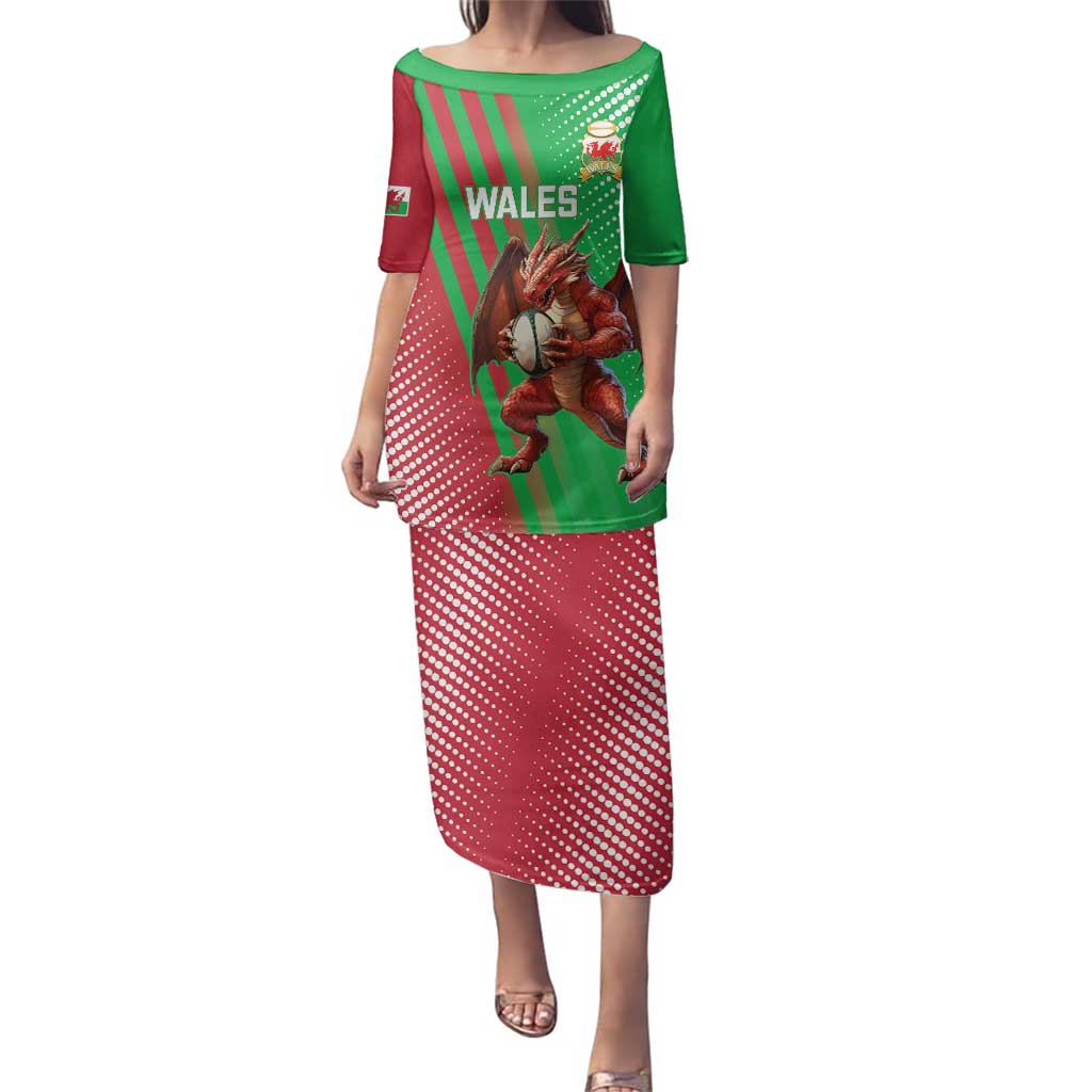 Custom Wales Rugby 2025 Family Matching Puletasi and Hawaiian Shirt Go Welsh Dragon Sporty Style