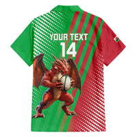 Custom Wales Rugby 2025 Family Matching Short Sleeve Bodycon Dress and Hawaiian Shirt Go Welsh Dragon Sporty Style - Wonder Print Shop