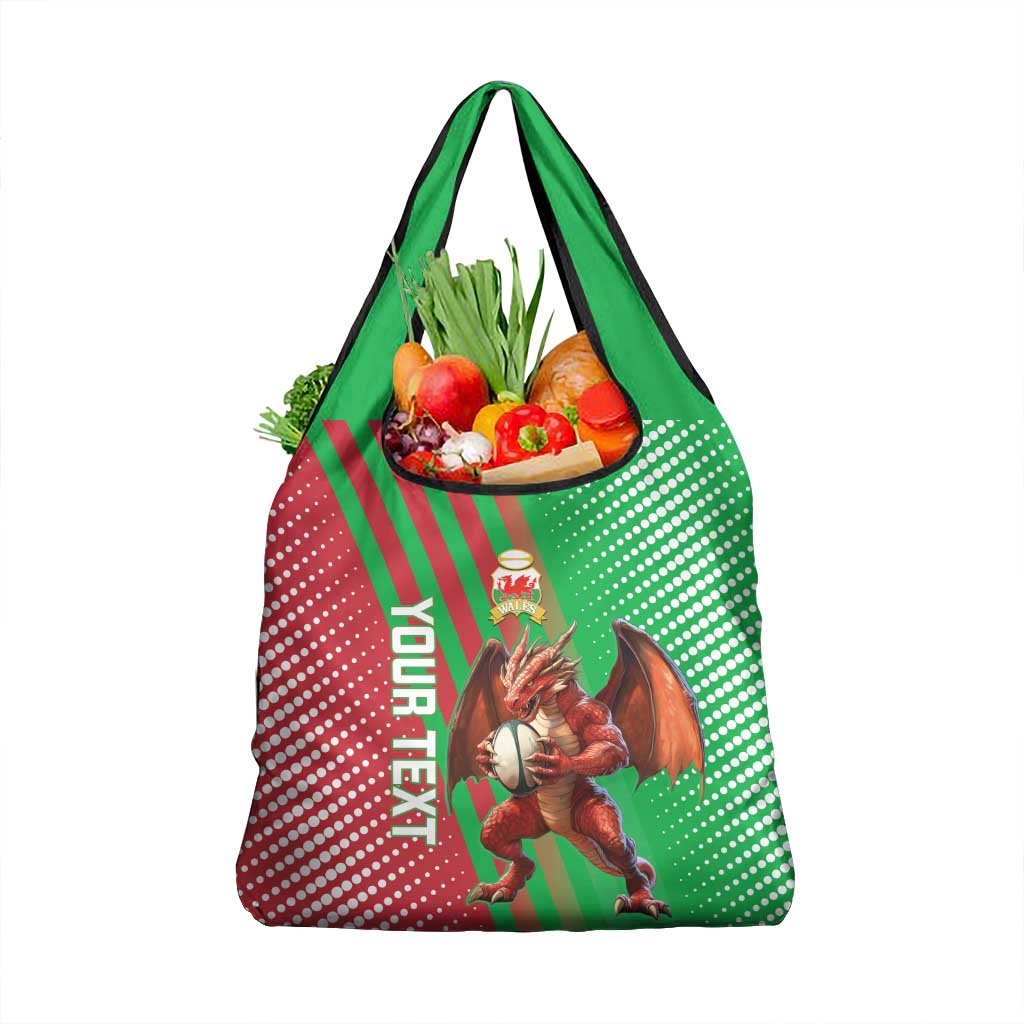 Custom Wales Rugby 2025 Grocery Bag Go Welsh Dragon Sporty Style