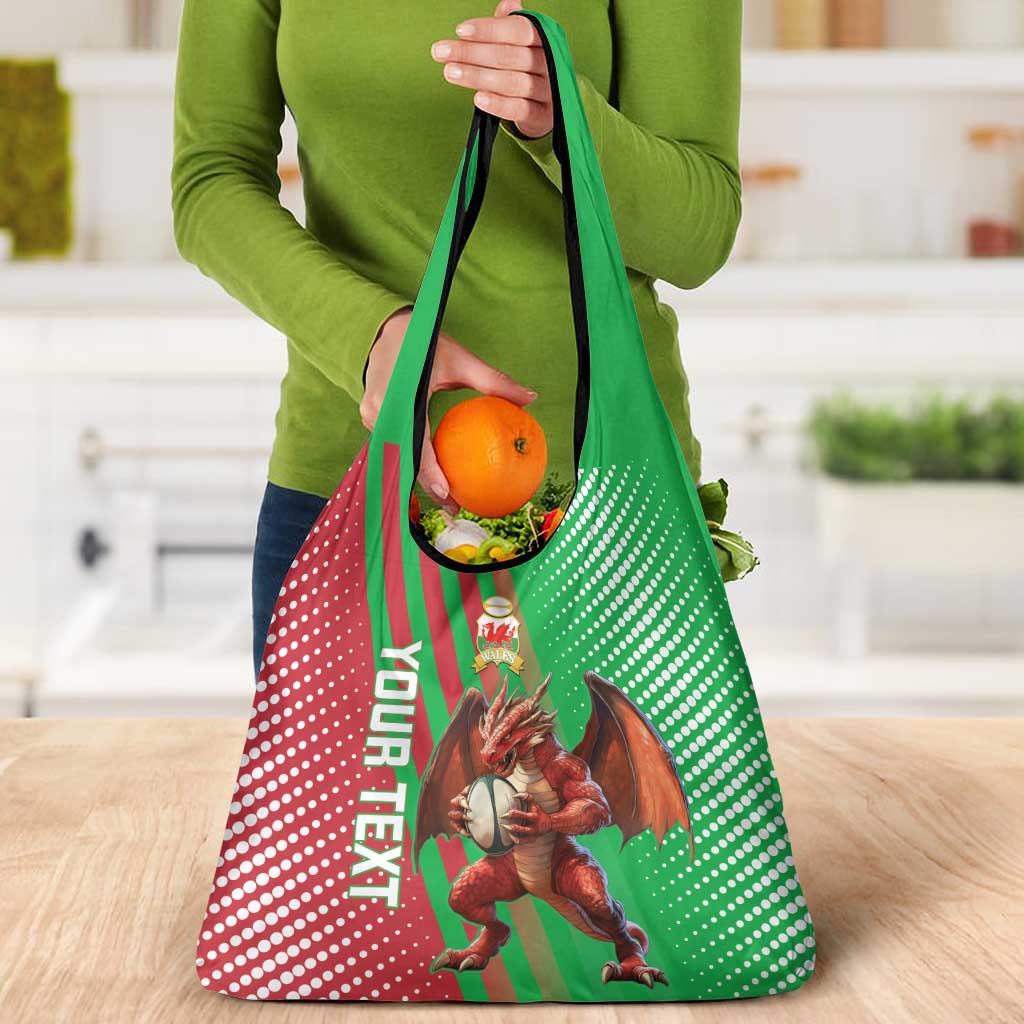 Custom Wales Rugby 2025 Grocery Bag Go Welsh Dragon Sporty Style
