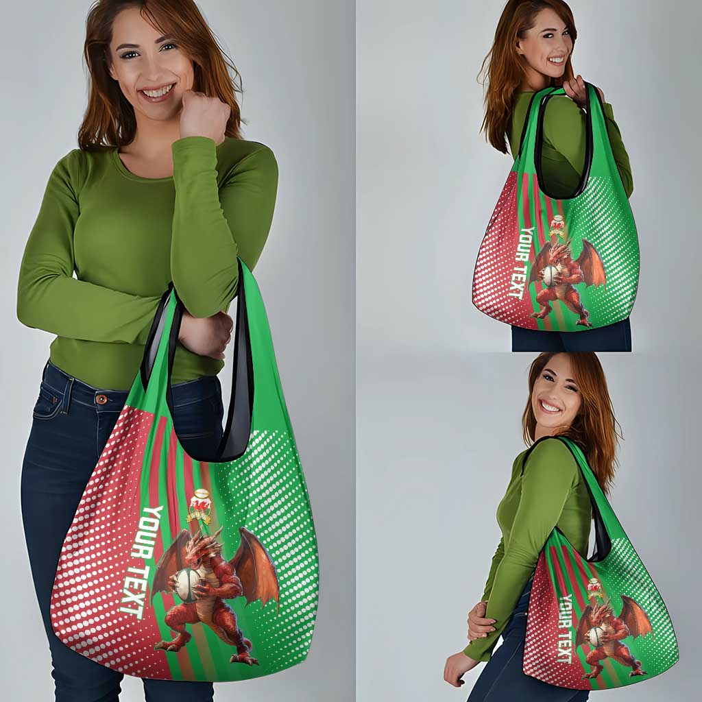 Custom Wales Rugby 2025 Grocery Bag Go Welsh Dragon Sporty Style