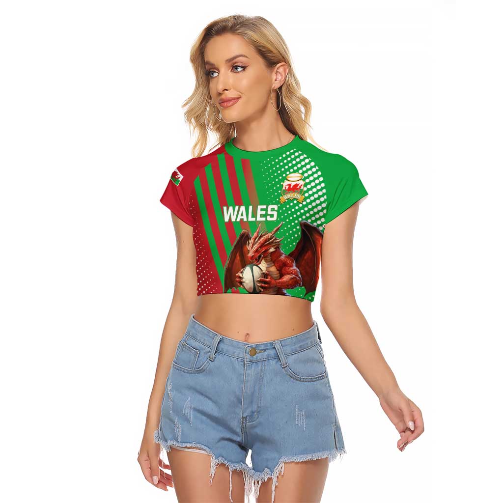 Custom Wales Rugby 2025 Raglan Cropped T Shirt Go Welsh Dragon Sporty Style - Wonder Print Shop