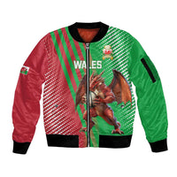 Custom Wales Rugby 2025 Sleeve Zip Bomber Jacket Go Welsh Dragon Sporty Style - Wonder Print Shop