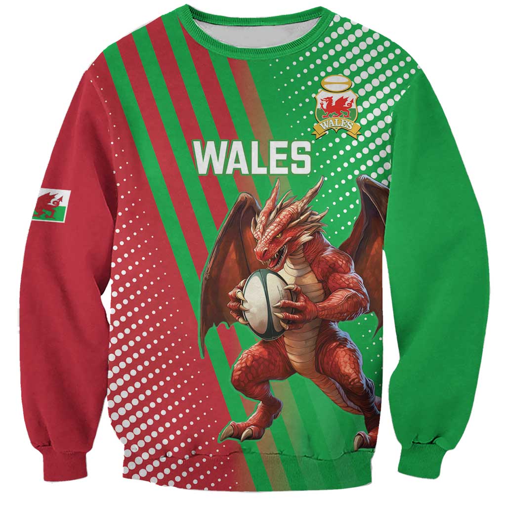 Custom Wales Rugby 2025 Sweatshirt Go Welsh Dragon Sporty Style - Wonder Print Shop