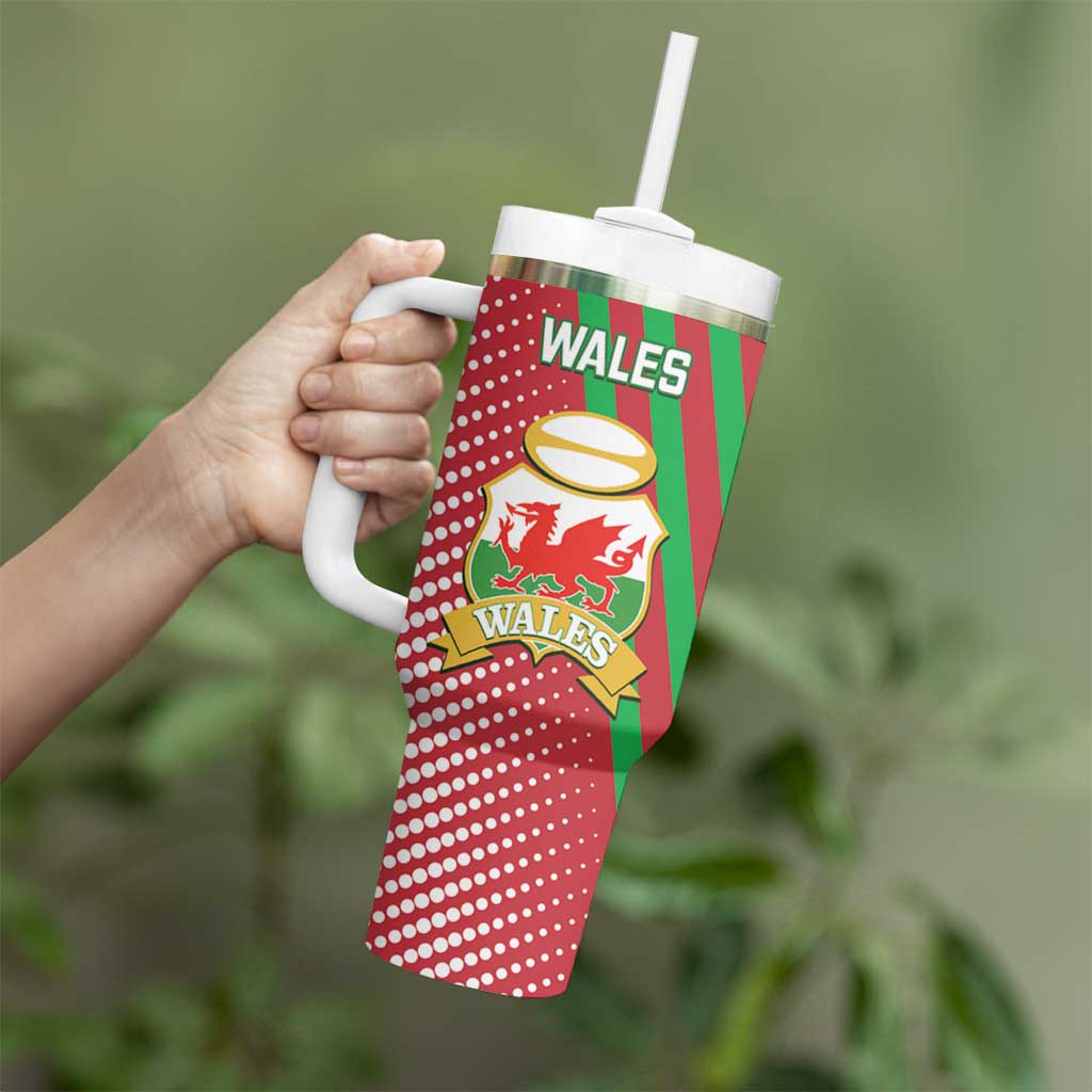 Custom Wales Rugby 2025 Tumbler With Handle Go Welsh Dragon Sporty Style - Wonder Print Shop