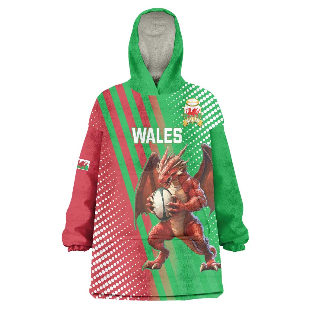 Custom Wales Rugby 2025 Wearable Blanket Hoodie Go Welsh Dragon Sporty Style - Wonder Print Shop