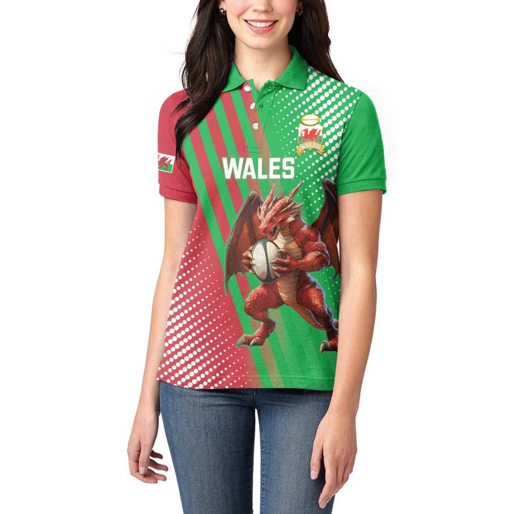 Custom Wales Rugby 2025 Women Polo Shirt Go Welsh Dragon Sporty Style - Wonder Print Shop