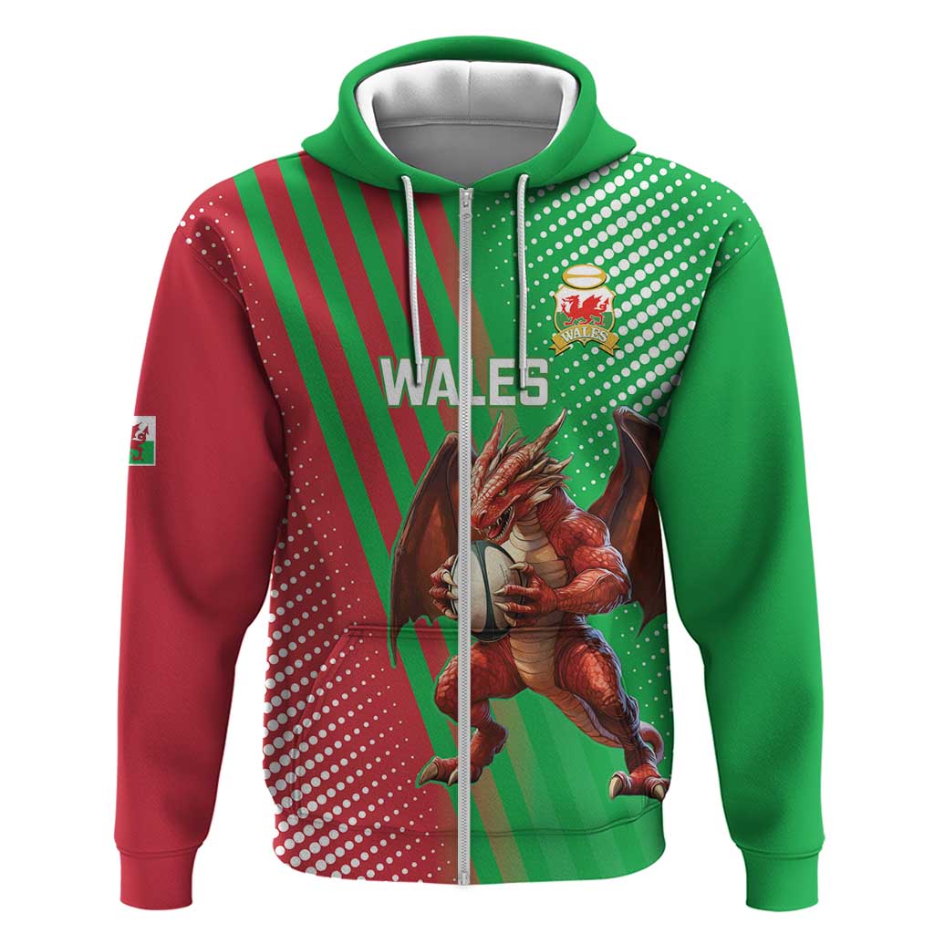 Custom Wales Rugby 2025 Zip Hoodie Go Welsh Dragon Sporty Style - Wonder Print Shop