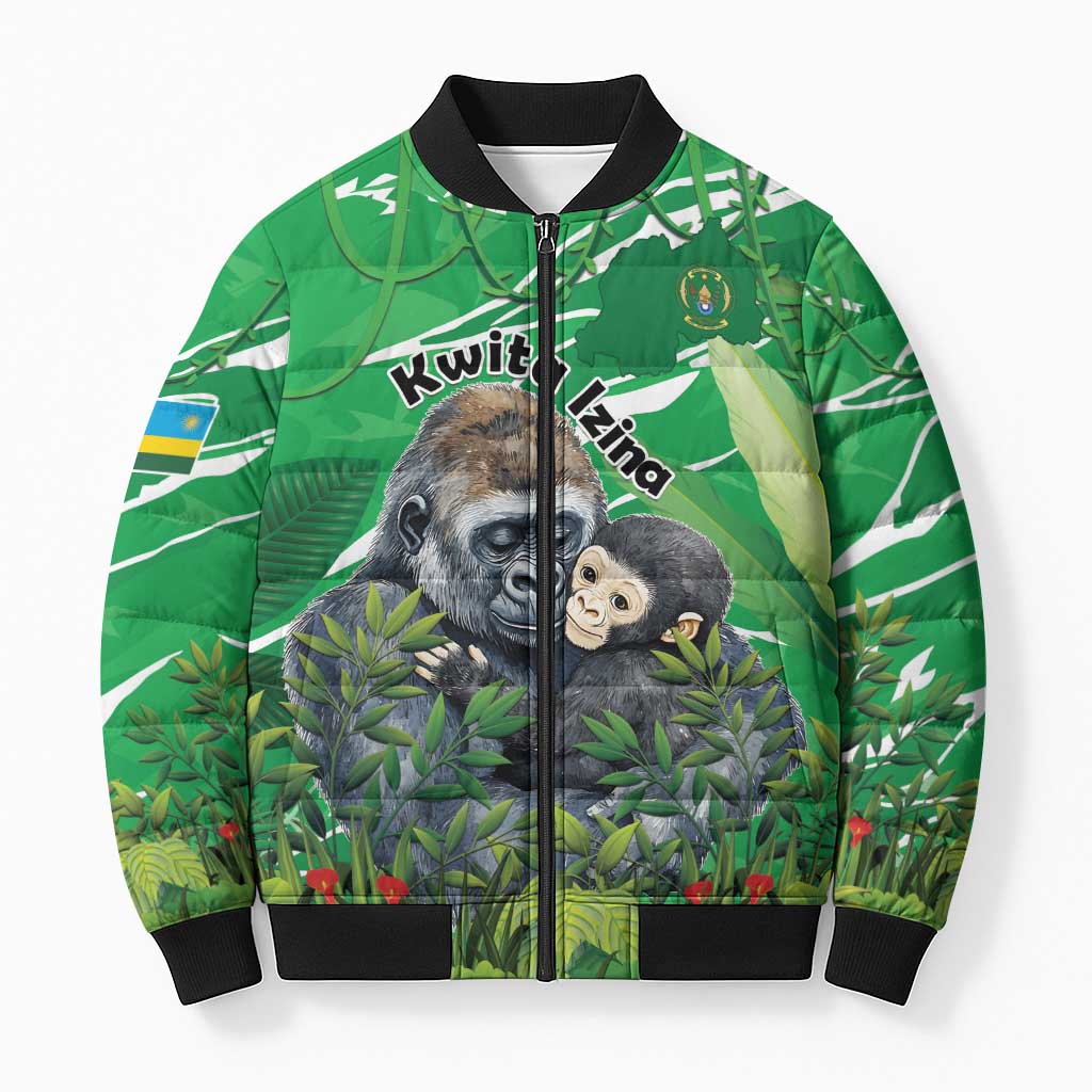 Personalized Rwanda Kwita Izina Bomber Puffer Jacket Name a Gorilla - Save a Species - Wonder Print Shop