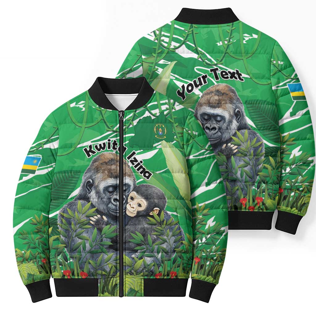 Personalized Rwanda Kwita Izina Bomber Puffer Jacket Name a Gorilla - Save a Species - Wonder Print Shop