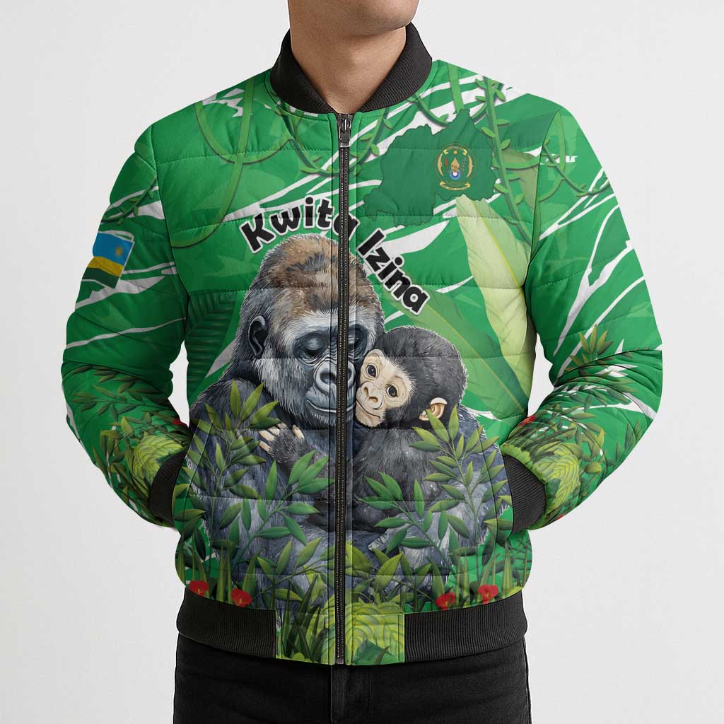 Personalized Rwanda Kwita Izina Bomber Puffer Jacket Name a Gorilla - Save a Species - Wonder Print Shop