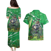 Personalized Rwanda Kwita Izina Couples Matching Puletasi and Hawaiian Shirt Name a Gorilla - Save a Species - Wonder Print Shop