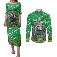 Personalized Rwanda Kwita Izina Couples Matching Puletasi and Long Sleeve Button Shirt Name a Gorilla - Save a Species - Wonder Print Shop