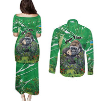 Personalized Rwanda Kwita Izina Couples Matching Puletasi and Long Sleeve Button Shirt Name a Gorilla - Save a Species - Wonder Print Shop