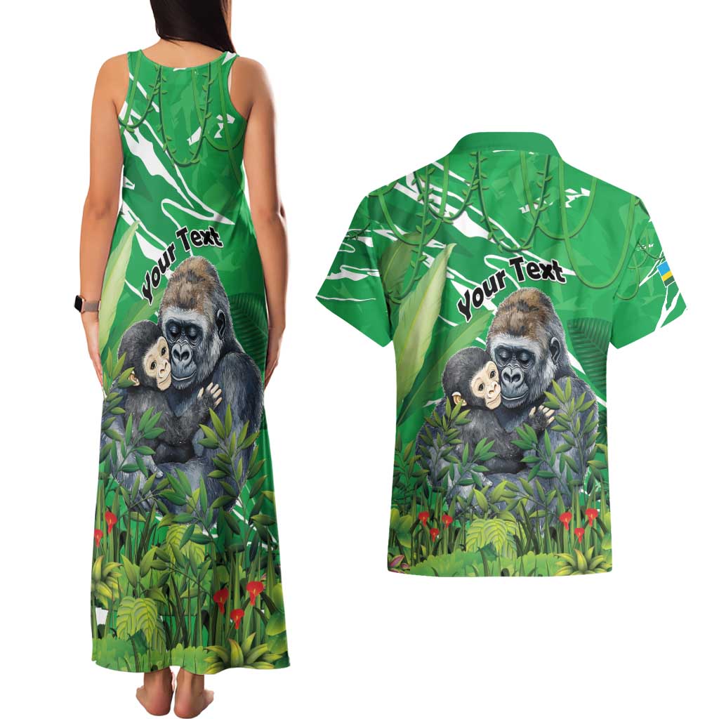 Personalized Rwanda Kwita Izina Couples Matching Tank Maxi Dress and Hawaiian Shirt Name a Gorilla - Save a Species - Wonder Print Shop