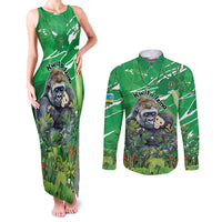 Personalized Rwanda Kwita Izina Couples Matching Tank Maxi Dress and Long Sleeve Button Shirt Name a Gorilla - Save a Species - Wonder Print Shop