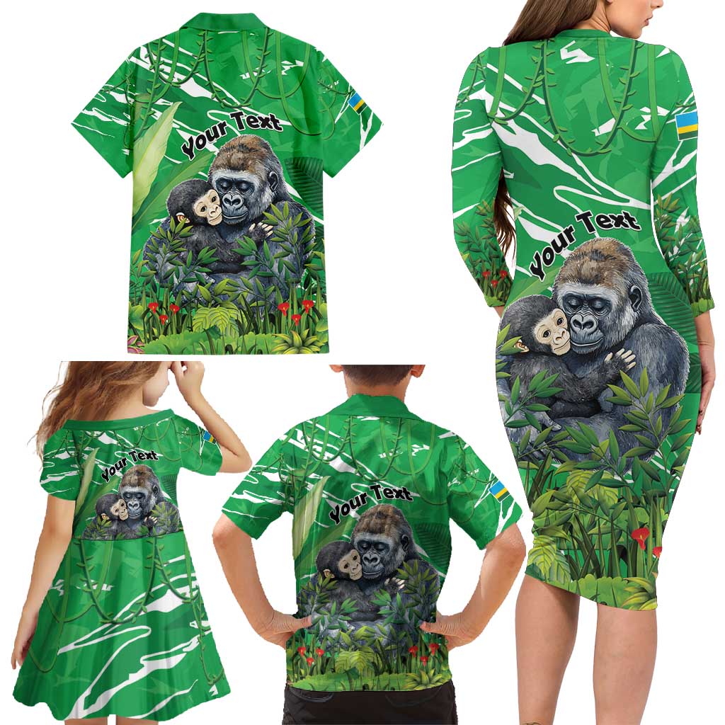 Personalized Rwanda Kwita Izina Family Matching Long Sleeve Bodycon Dress and Hawaiian Shirt Name a Gorilla - Save a Species - Wonder Print Shop